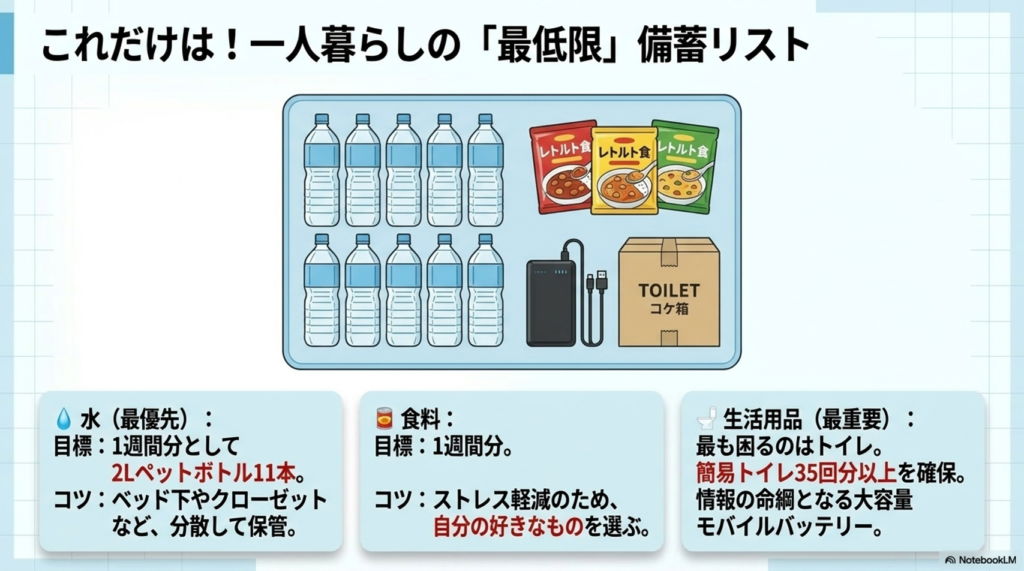 一人暮らし備蓄内容の画像