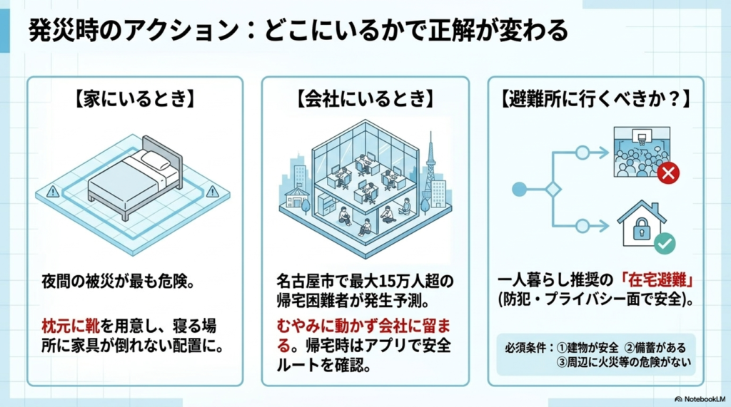 南海トラフ地震発生時の行動パターン画像